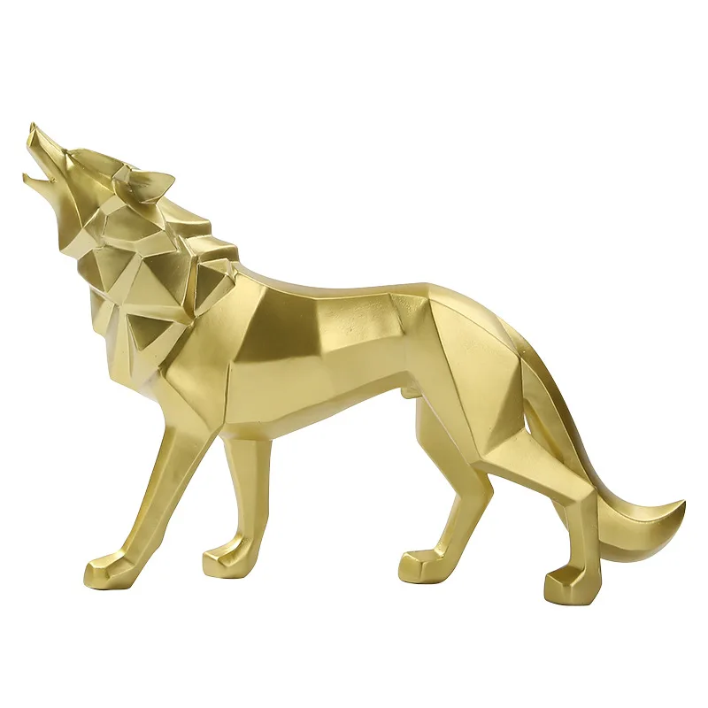 Nordic Geometric Wolf Figurine Resin Craft Home Office Desktop Creative Gift Decor