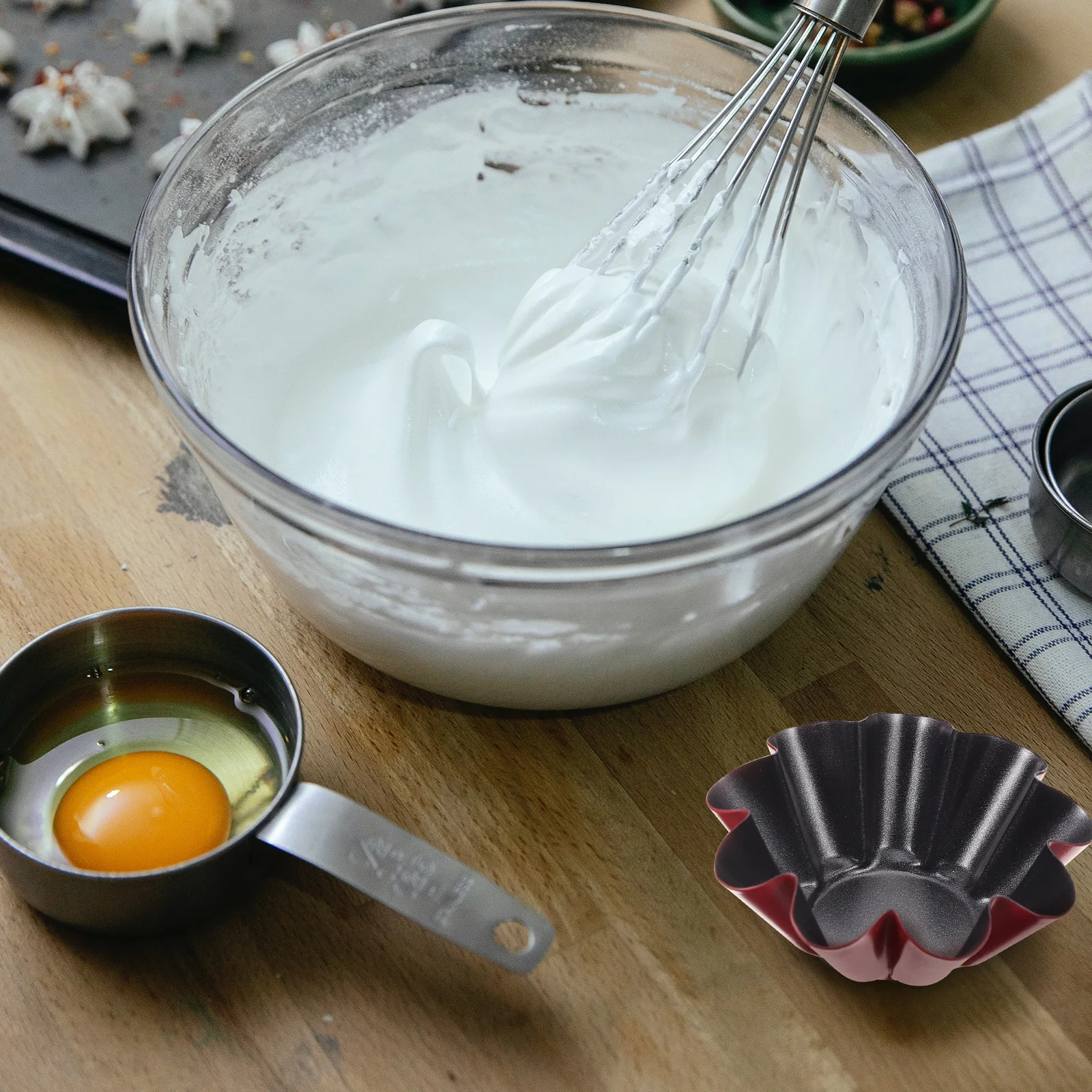 

4Pcs Carbon Steel Egg Tart Molds Flower Shaped Nonstick Easy Demold Reusable Baking Tools Home Kitchen Egg Tart Mold