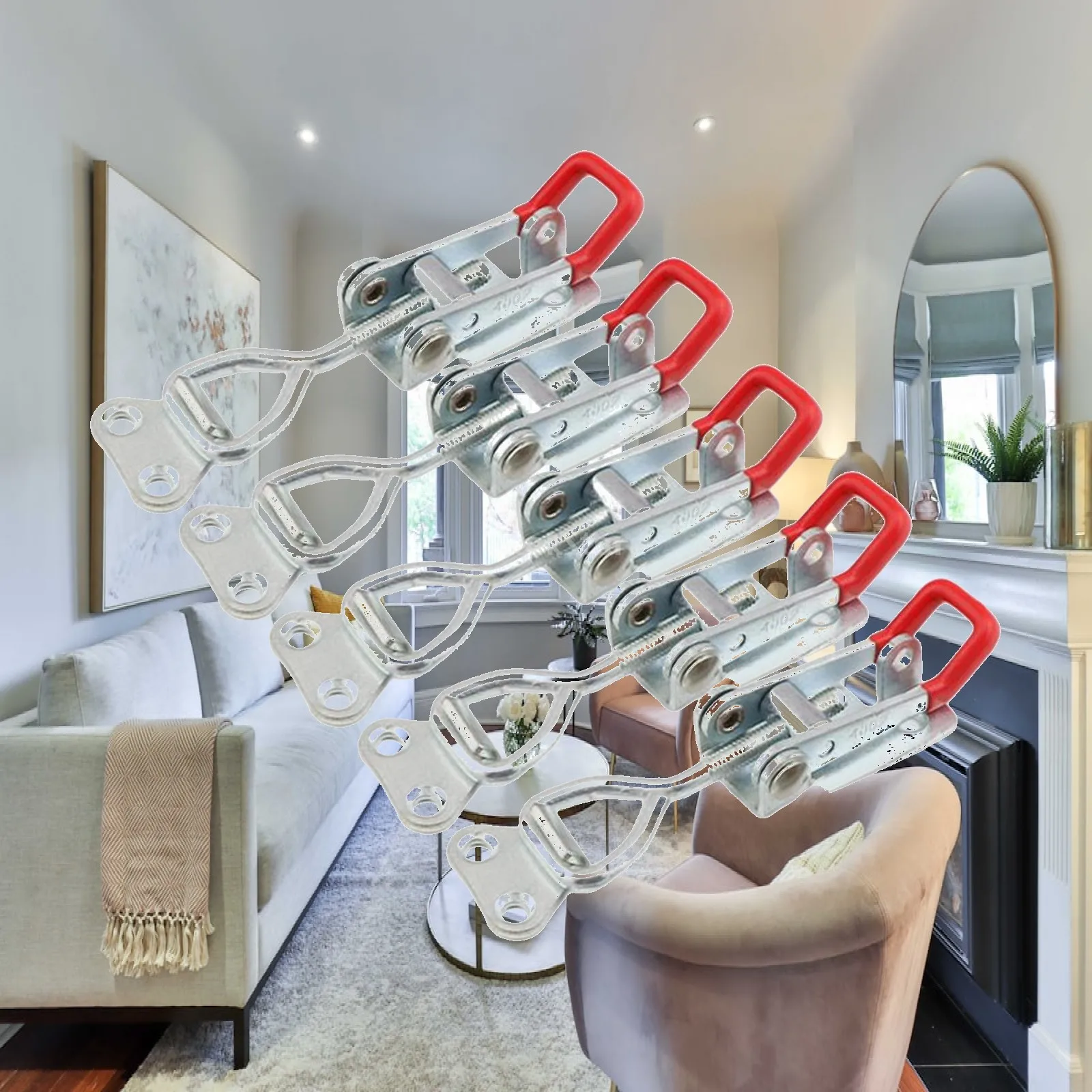5 Pieces Push Pull Action Toggle Latch Clamp Iron Lightweight Durable Toggle Clamp Horizontal for Home Sliding Door