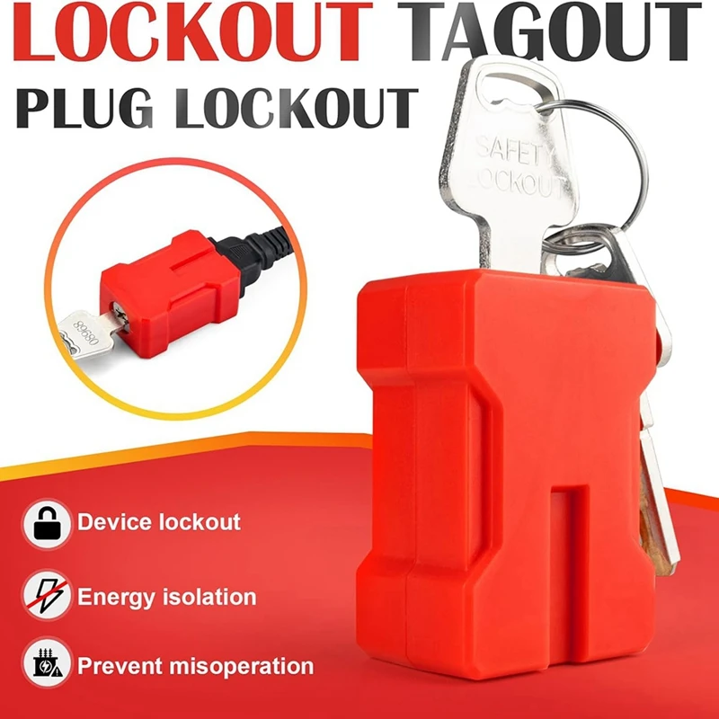 2Set Plug Lock-Electrical Cord Plug Lockout Device,Electrical Shutdown Service Fits U.S Standard 2 And 3-Pronged Plugs