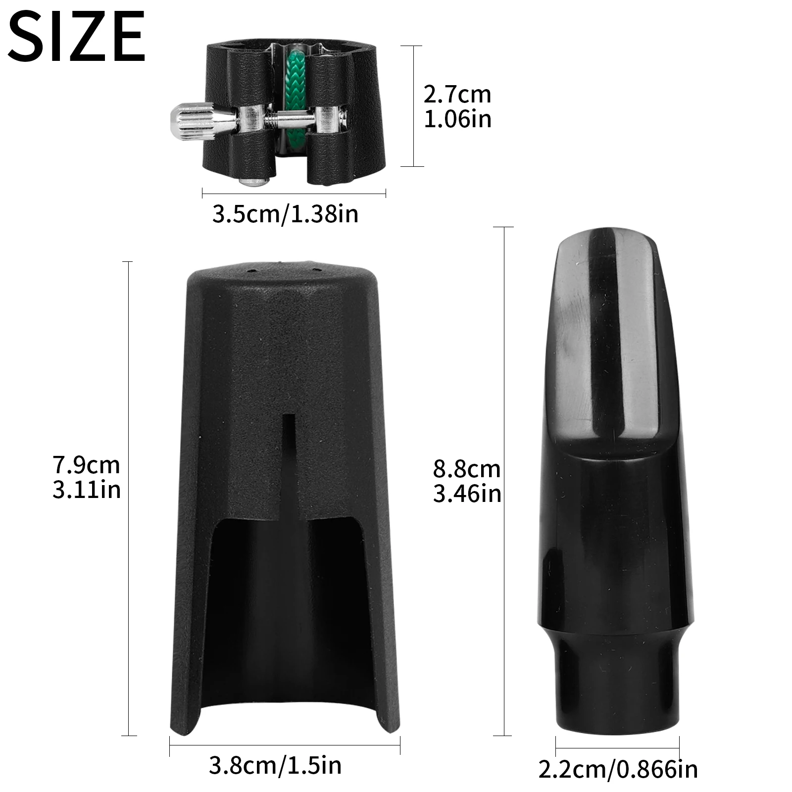 Penutup Mulut Saksofon Alto Universal dari Kayu Karet, Pelindung untuk Mulut Saksofon/Klarinet, Penjepit Kulit untuk Ligatur