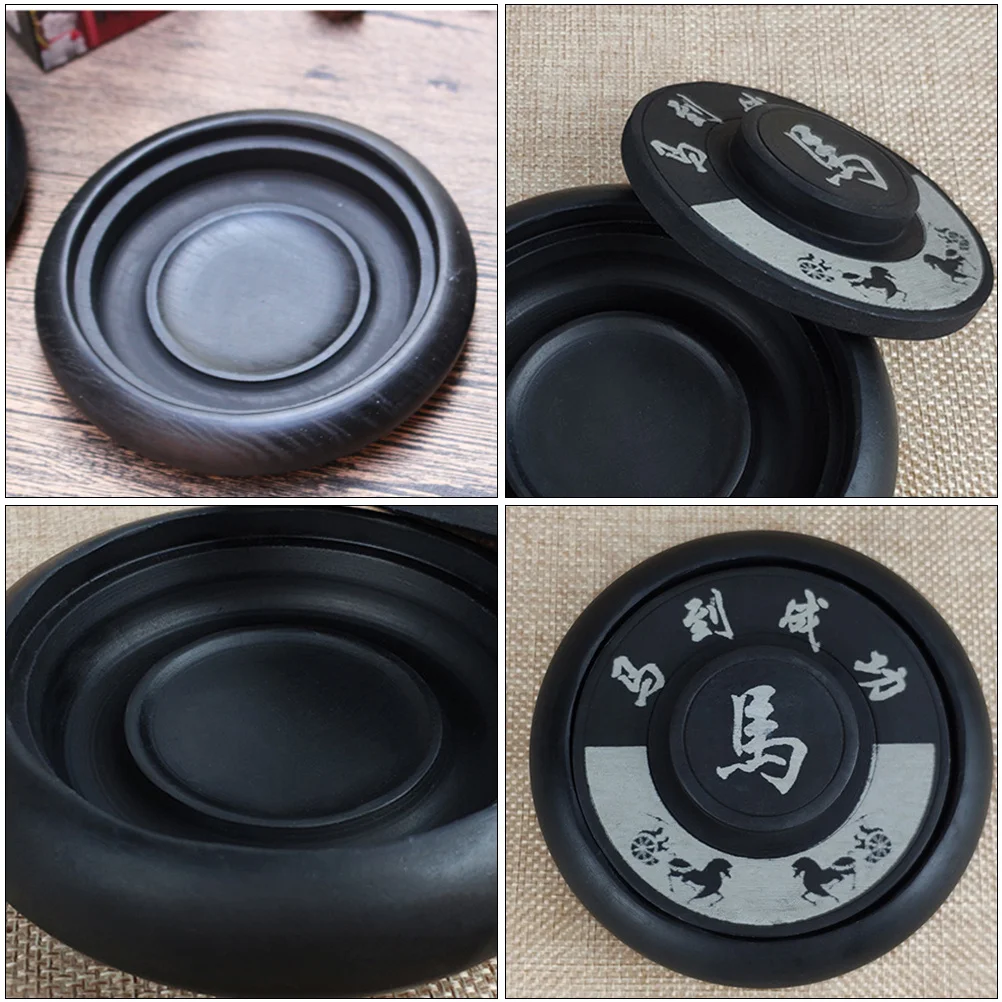 

1Pcs Traditional 4 Inch with Lid Smooth Inner Surface Creative Portable Design Ideal for Calligraphy and Painting Ink
