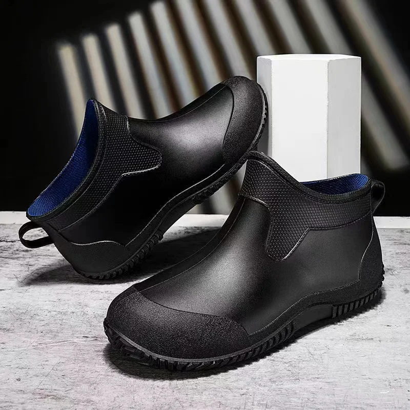 Hotel Restaurant Kitchen Chef Shoes Non Slip Waterproof Oil-Proof Ankle Work Shoes Antislip Car Wash Men's Rain Boots Size 39-44