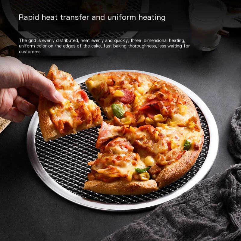 8-13Inch Reusable Non Stick Pizza Screen Pan Seamless Aluminum Alloy Net Bakeware Kitchen Tools Round Pancake Pizza Pastry Tray