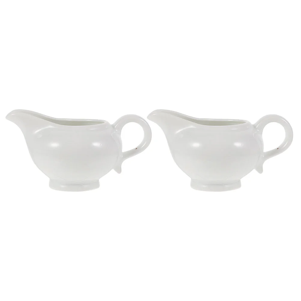 2 Pcs Water Jug Sauce Bucket Milk Gravy Boats Pitchers Dispenser Ceramics White Container