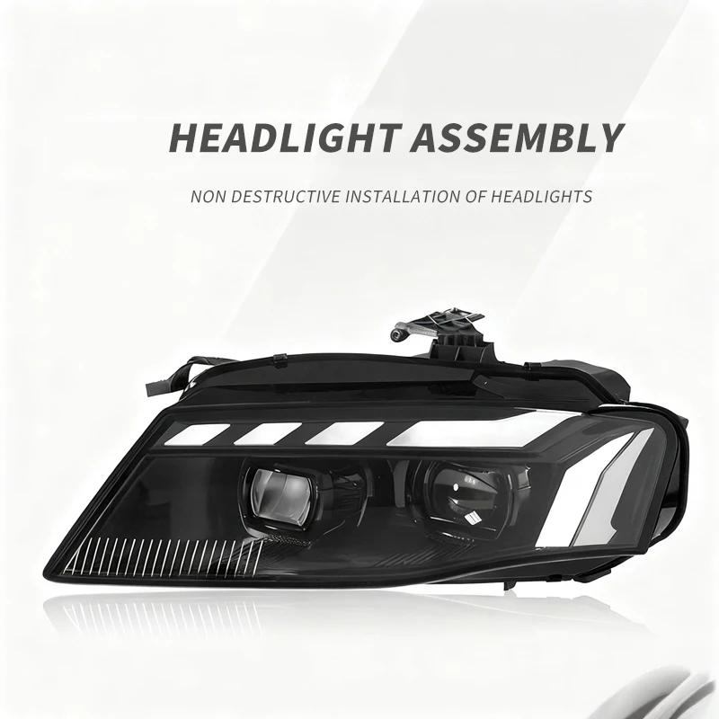 New Audi A4 Headlight Assemblies 2009-2012 LED Daytime Running Lights with Glowing Turn Signal Lens 12V 6000K