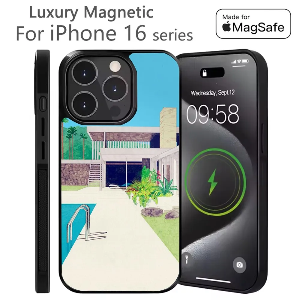 

Art D-David Hockney paint Phone Case For iPhone 16,15,14,13,12,11,Plus,Pro,Max Mini Magsafe Magnetic Wireless Charging
