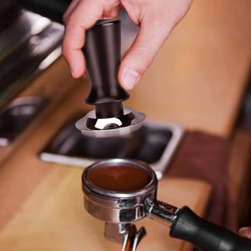 TFTP-Calibrated Espresso Tamper Coffee Tamper With Spring Loaded Tamper Tool Powder Press With Flat Stainless Steel Base