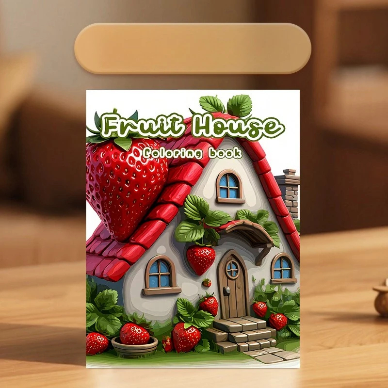 Cross-border New Arrival A4 Bestselling Fruit House Coloring Book - Adult Coloring Book, Easy Coloring, Doodle, Draw, and Fill