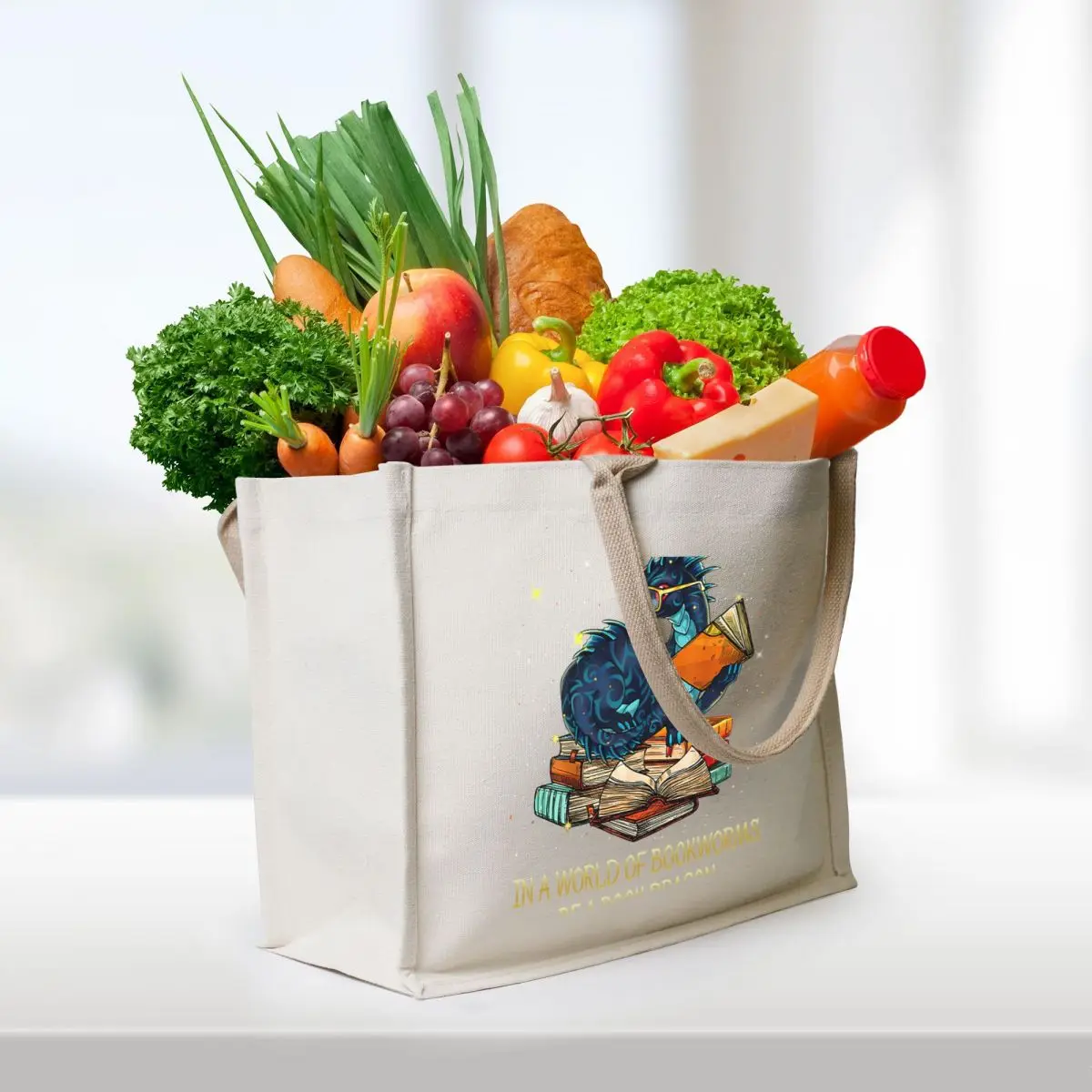 Be A Book Dragon Tote Bag shopping bags foldable Women's handbag custom tote bag Fabric bag
