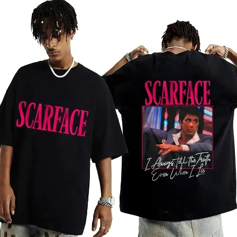 2024 Movie Scarface Tony Montana Graphics Men T-shirt maschile Hip Hop Fashion Rock abbigliamento magliette maglietta oversize Vintage da uomo