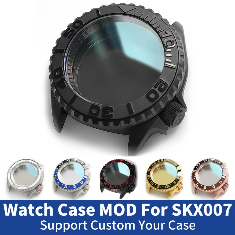 

SKX007 SRPD Watch Case 10ATM Waterproof NH35A NH36A Movement Mod Parts Bezel Crystal Silver/Black/Rose Gold Chapter Ring Crown