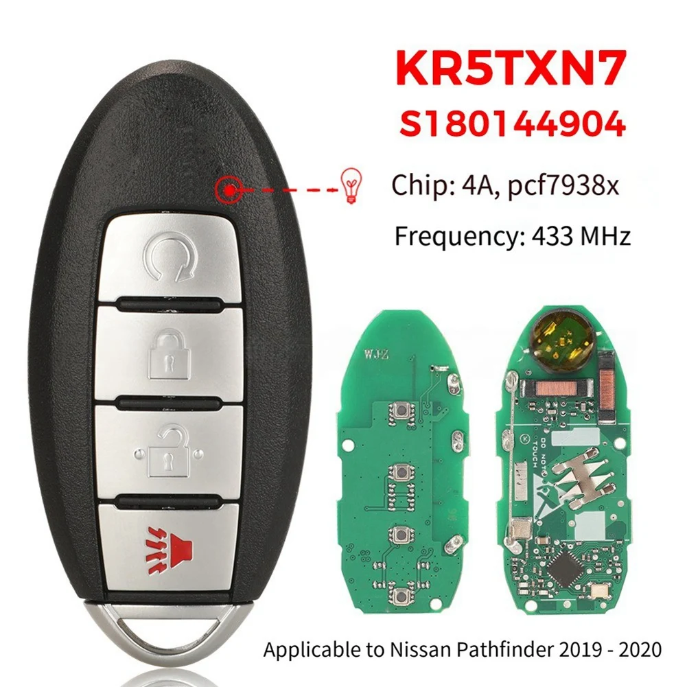 

KR5TXN7 S180144904 4A 433Mhz Чип-пульт дистанционного управления для Nissan Pathfinder Titan Murano 2019-2020, автомобильные ключи