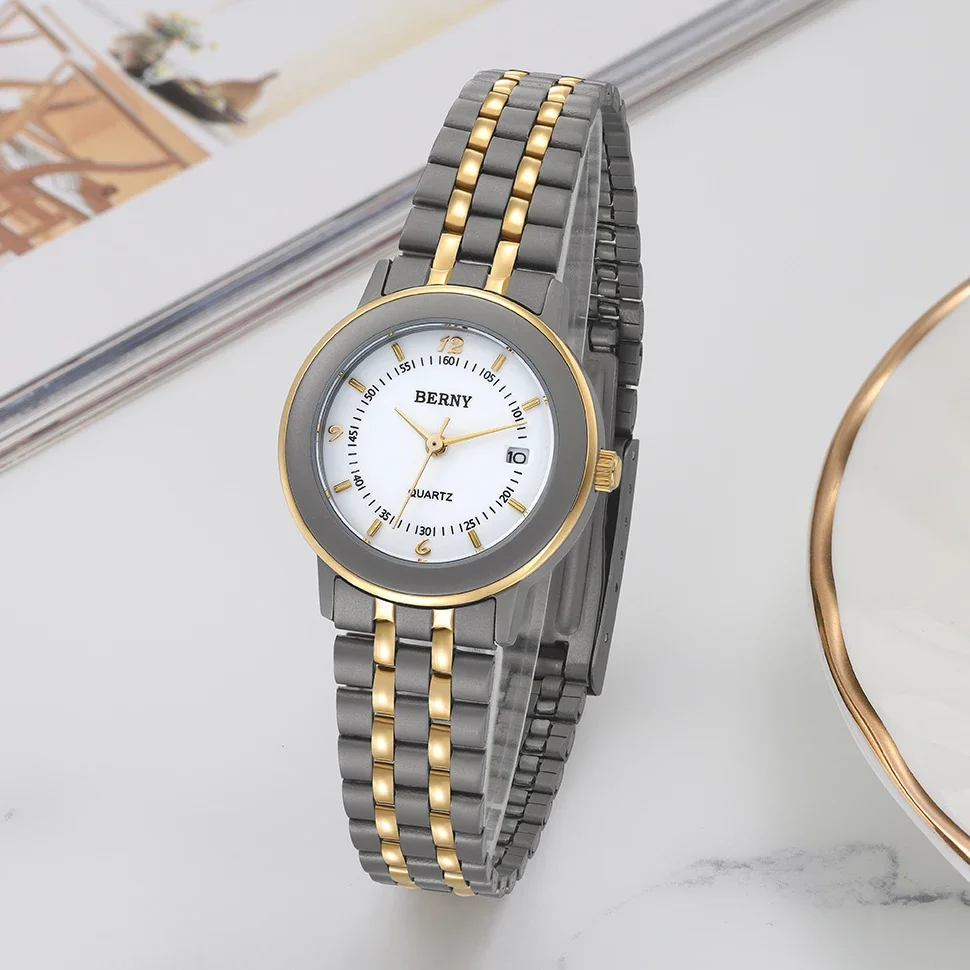 BERNY Titanium Watch Casual Sport Easy Read Calendar Women Quartz Wristwatch Supper Light weight Fashion Waterproof Ladies Watch