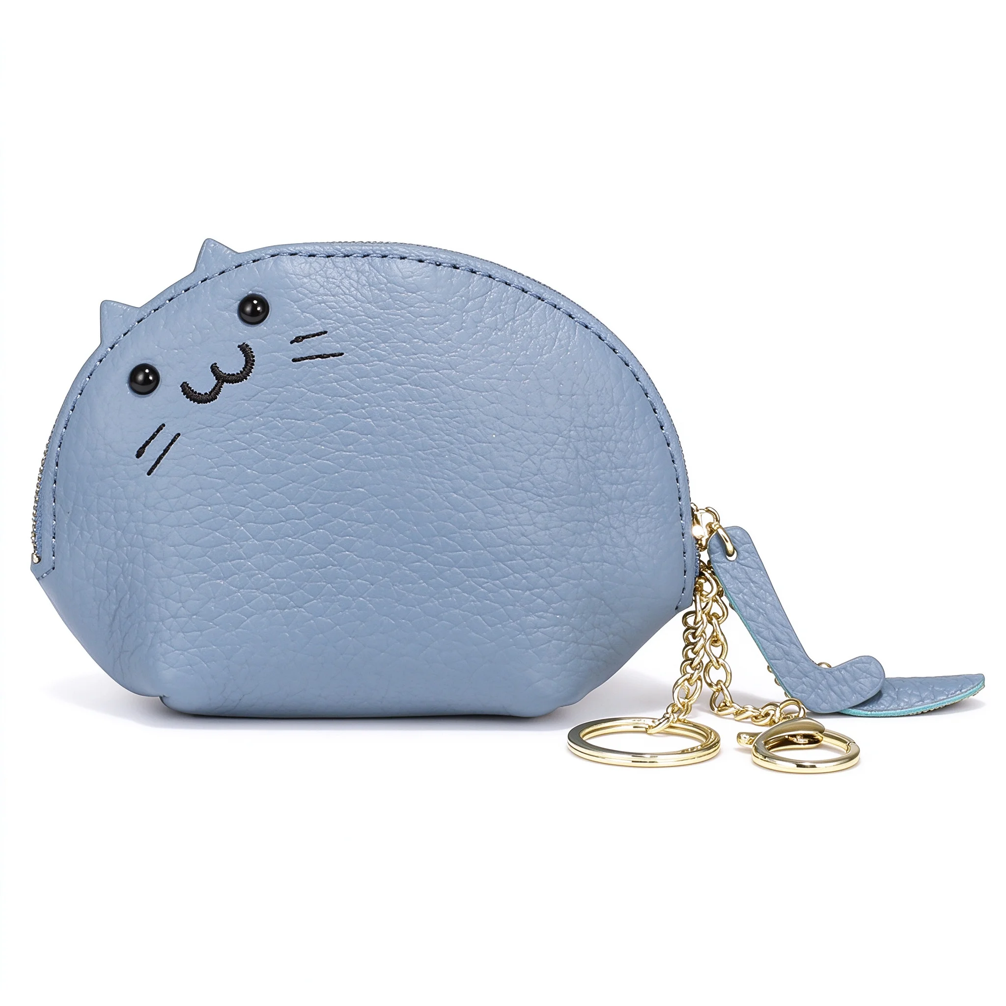 Yellow Blue Black Pink Gray Cat Smile Face Embossed PU Leather Coin Purse Mini Wallet Key Card Holder Light Cute For Women Girls