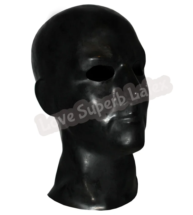 

Black Latex Fetish Human Mask Hood Full Face Latex Head Hood Mask Fit For Woman and Man