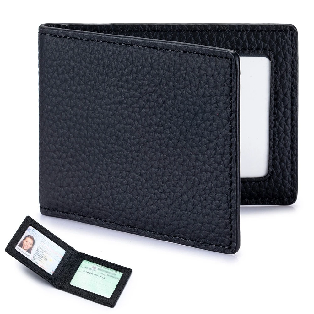 New Genuine Leather ID Card Holder Document Holder Ultra-thin Card Cover Document Credit Card Holder Wallet Case