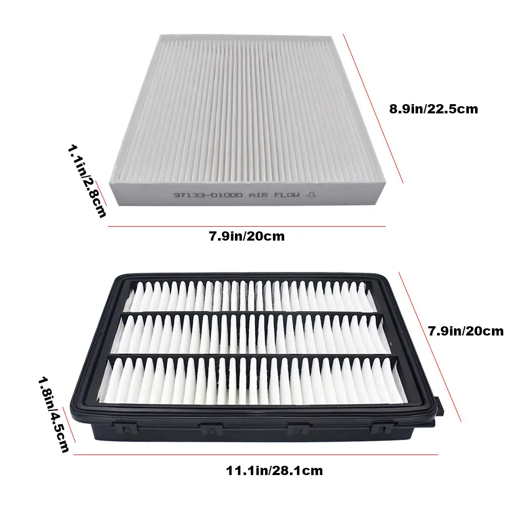 Car Engine Cabin Air Filter Kit For Hyundai Tucson 2016-2021 For Kia Sportage 2017-2022 Car Accessories 28113D3300 97133D1000