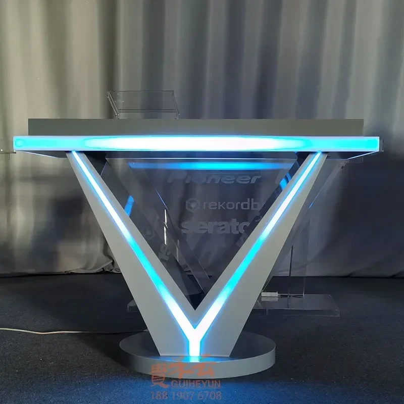 Luminous mixer, player, stereo table, shelf, black cool mobile table.
