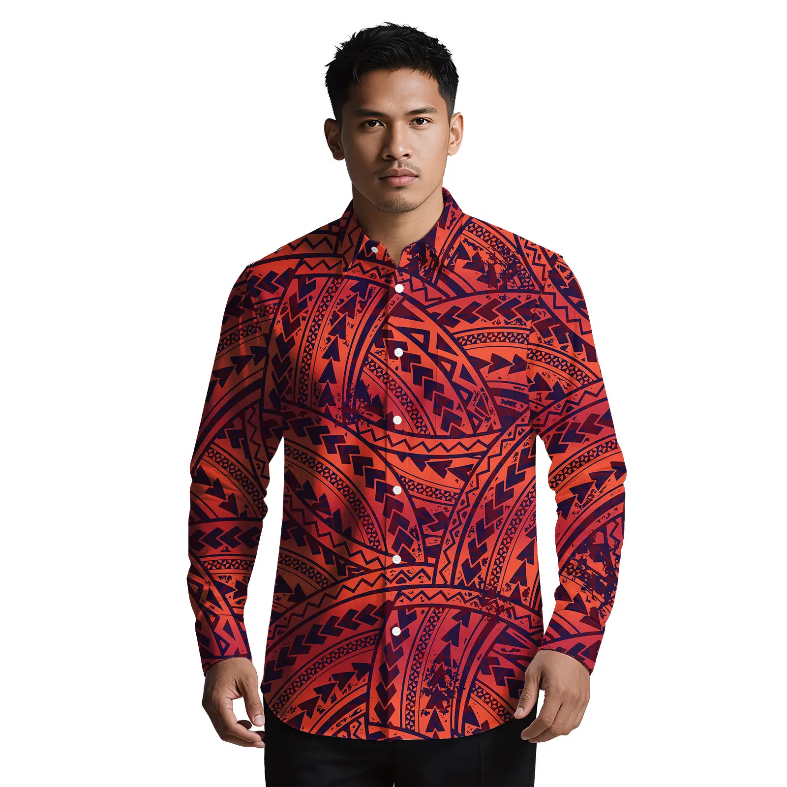 مخصص طباعة رجال الأعمال الملابس البولينيزية شخصية بلايز ساموا الرجال الرسمي كم طويل تي شيرت هاواي ألوها القمصان #4