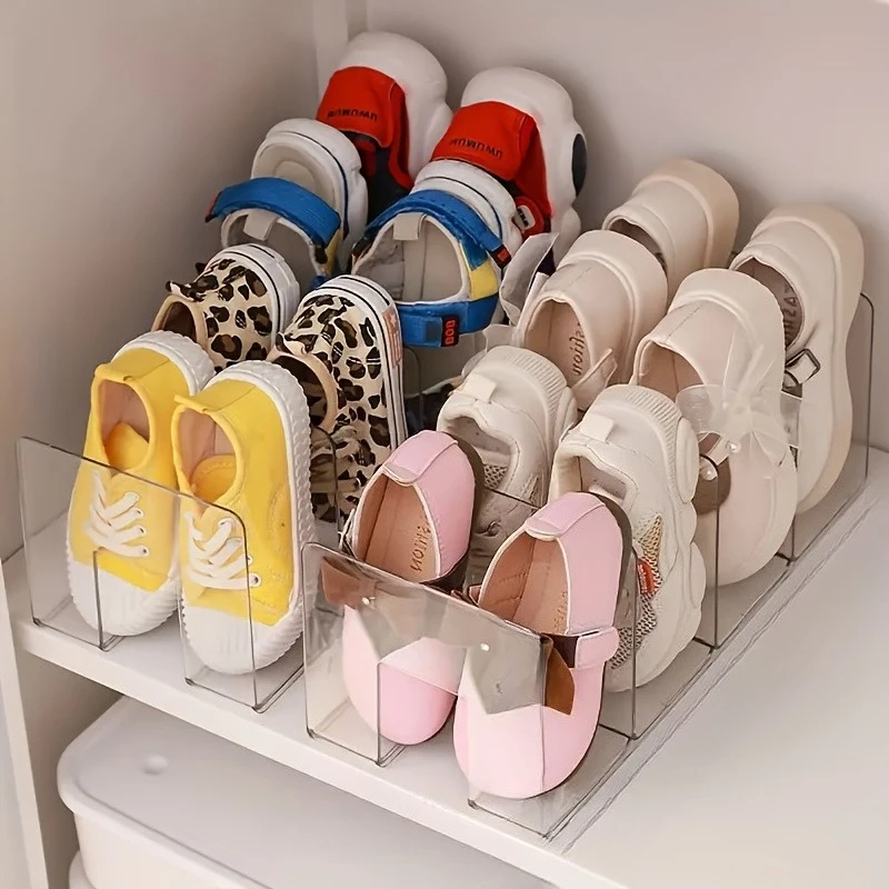 2 Stück 4-Fächer-Schuhregal für Kinder, durchsichtiges transparentes Acryl-Schuhregal für Babys, vielseitiger Haushaltsorganizer – Detail 5