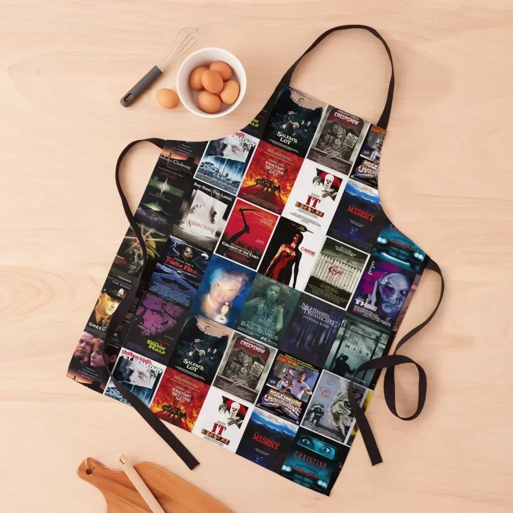 

Stephen King movie posters collection Apron Customizable Woman Kitchen Chef Kitchen Things For Home Men gift Apron