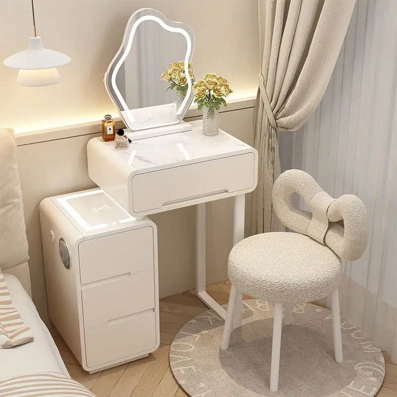 

Умный прикроватный столик для спальни, полный набор, современный минималистичный кремовый стиль, маленькая квартира