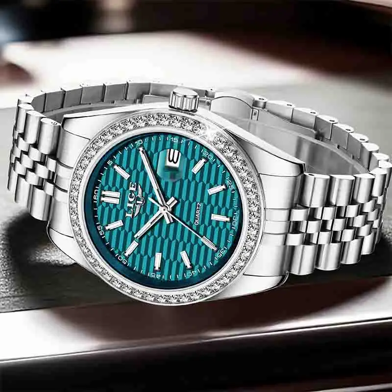 LIGE NEW Men's watches Luxury Fashion Quartz clock Stainless Steel Waterproof Luminous watches for men relogios masculino+BOX