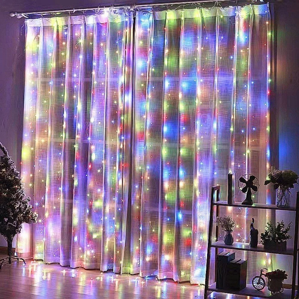 8 Modes LED Curtain String Lights USB Fairy Light with Remote Ramadan Decoration for Home Valentine's Day Wedding Party Decor