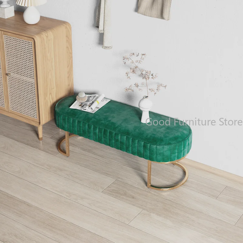 Luxury Shoes Stool Ottoman Pouf Bench Home Door Dress Hotel Bar Cafe Store Long Sofa Rest Stool Velvet Soft Vanity Chair