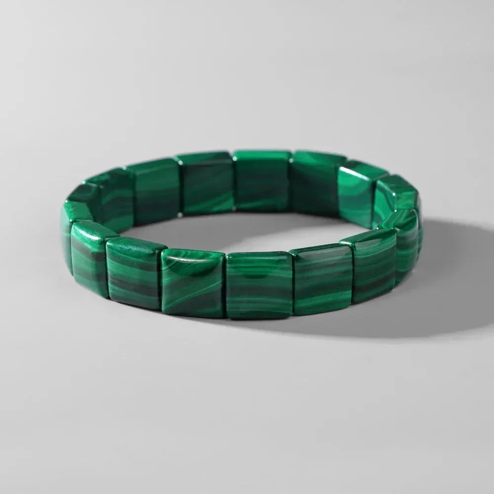 Echte Natürliche Malachit Perlen Armbänder Für Frauen Männer Edelstein Quadratischen Stein 5A Hohe Qualität Grün Malachit Elastische Armband – Detail 9