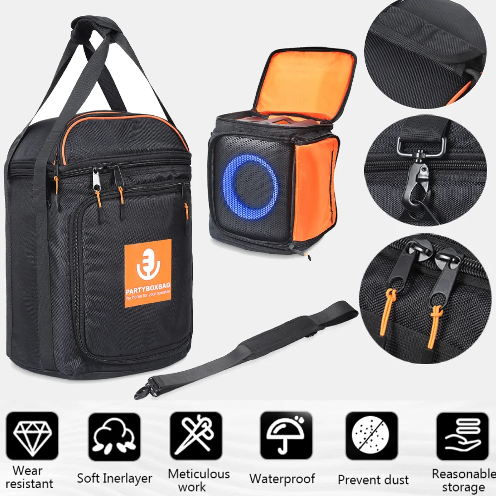 حقائب كتف مكبر الصوت المحمولة ذات سعة كبيرة لتخزين مكبر الصوت مع حزام قابل للتعديل لـ JBL PartyBox Encore Essential