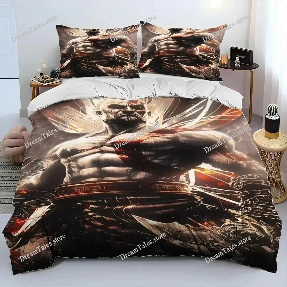 3D Print God of War Game Gamers Kratos Bedding Set Boys Girls Twin Queen King Size Duvet Cover Pillowcase Bed Boys Adult