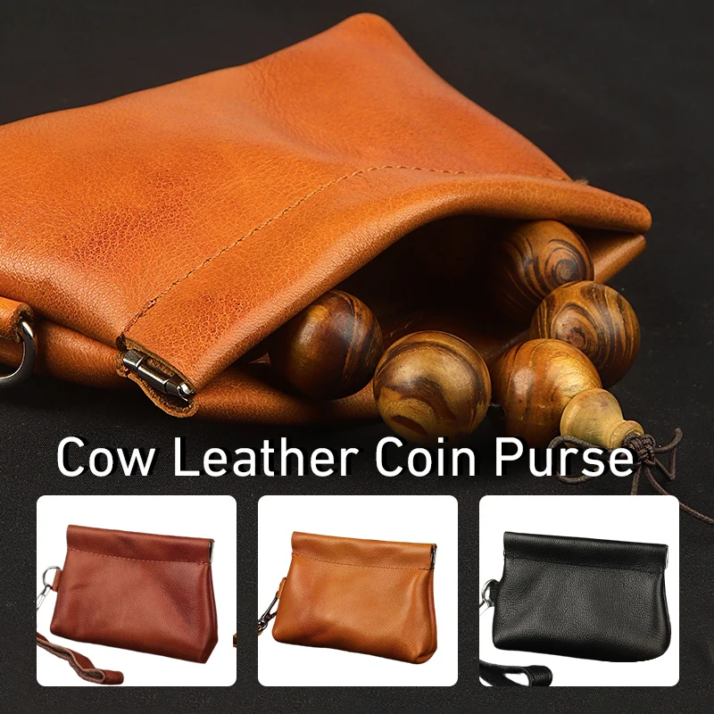 

Retro Cowhide Leather Small Coin Purse Key Bag Wallets Jewelry Holder Storage Bag Money Wallet Renaissance Accessory