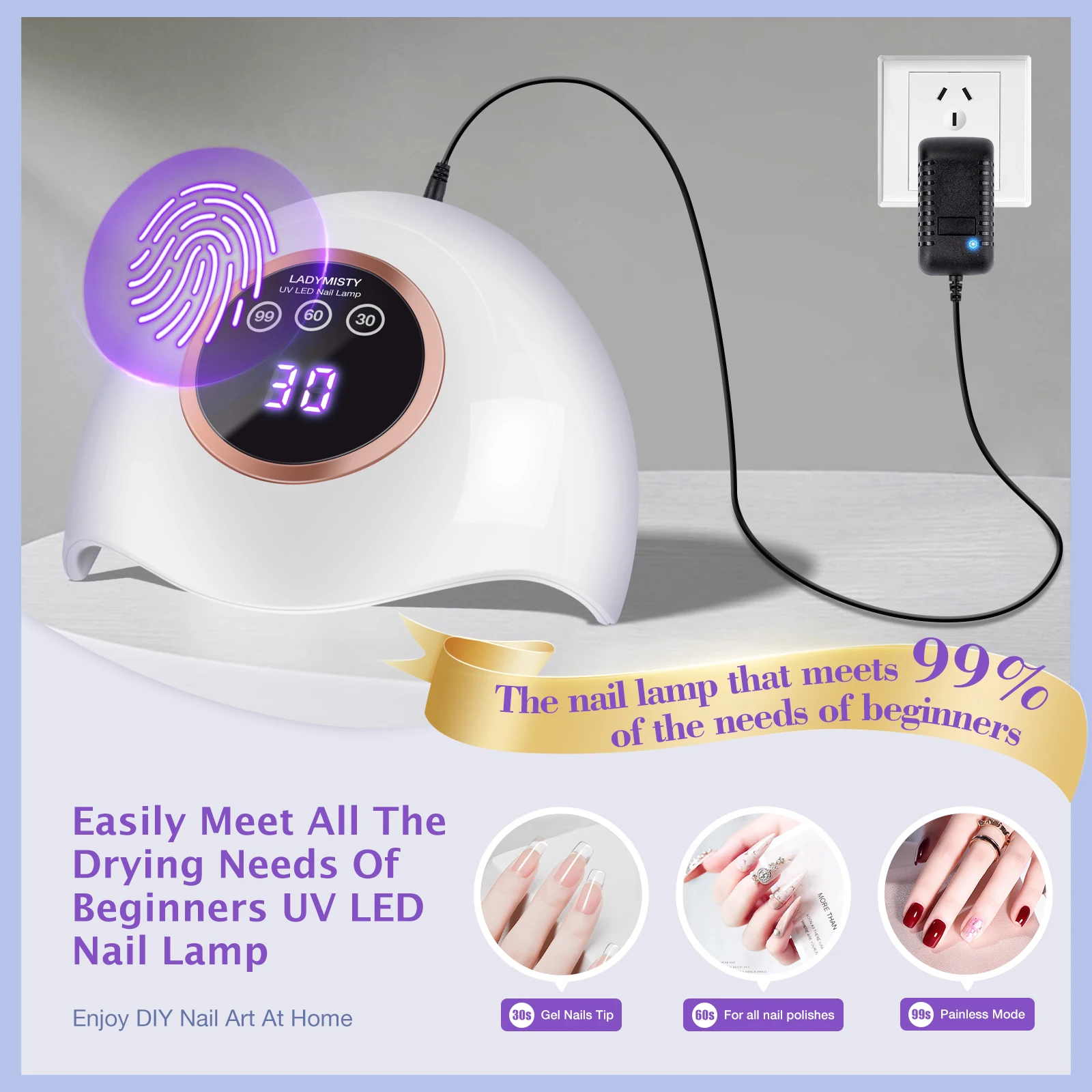72W UV LED-nagellamp Lichte droger voor nagels Gellak met 18 kralen 3 timerinstellingen en LCD-aanraakscherm