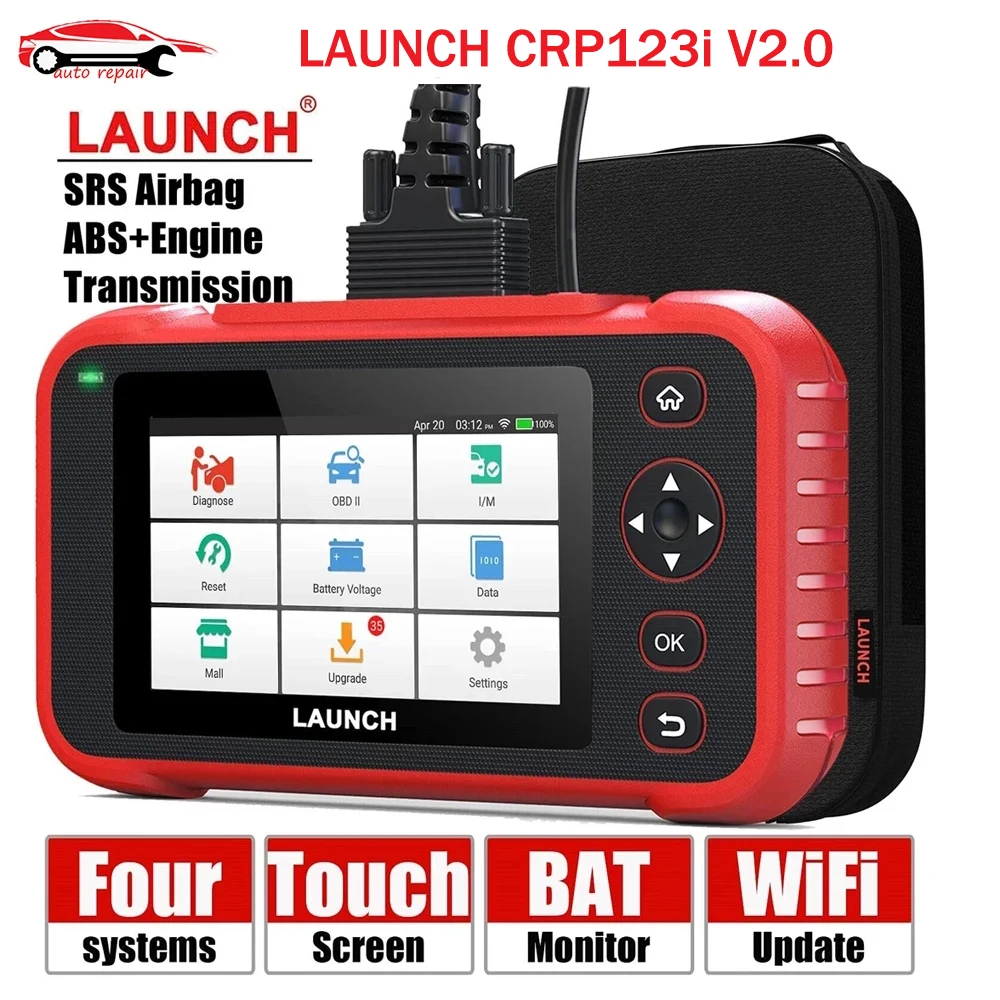 Диагностический сканер LAUNCH X431 CRP123i V 2.0CRP123I OBD2, приборы для диагностики двигателя, ABS, SRS, трансмиссия, 4 системы диагностики, OBD2 считыватель кодов