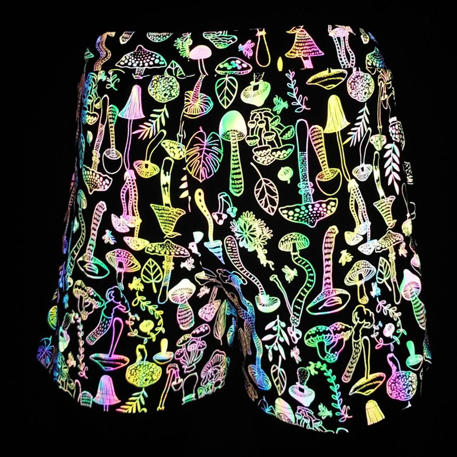 

New Arrival Reflective Shorts Men Night Jogging Reflect Light Colorful Mushroom INS Breathable Summer Clothing Bermuda Masculina