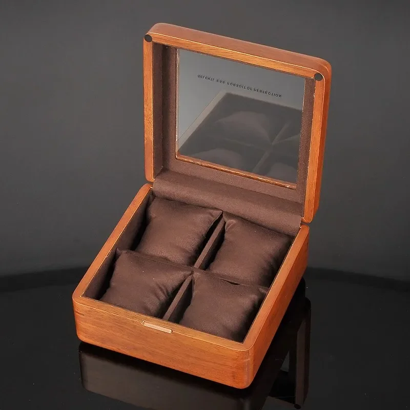 Walnut Solid Wood Watch Box Organizer 4 Slots Travel Case Watch Boxes Storage Case Display Watches Collection Accessories Gift