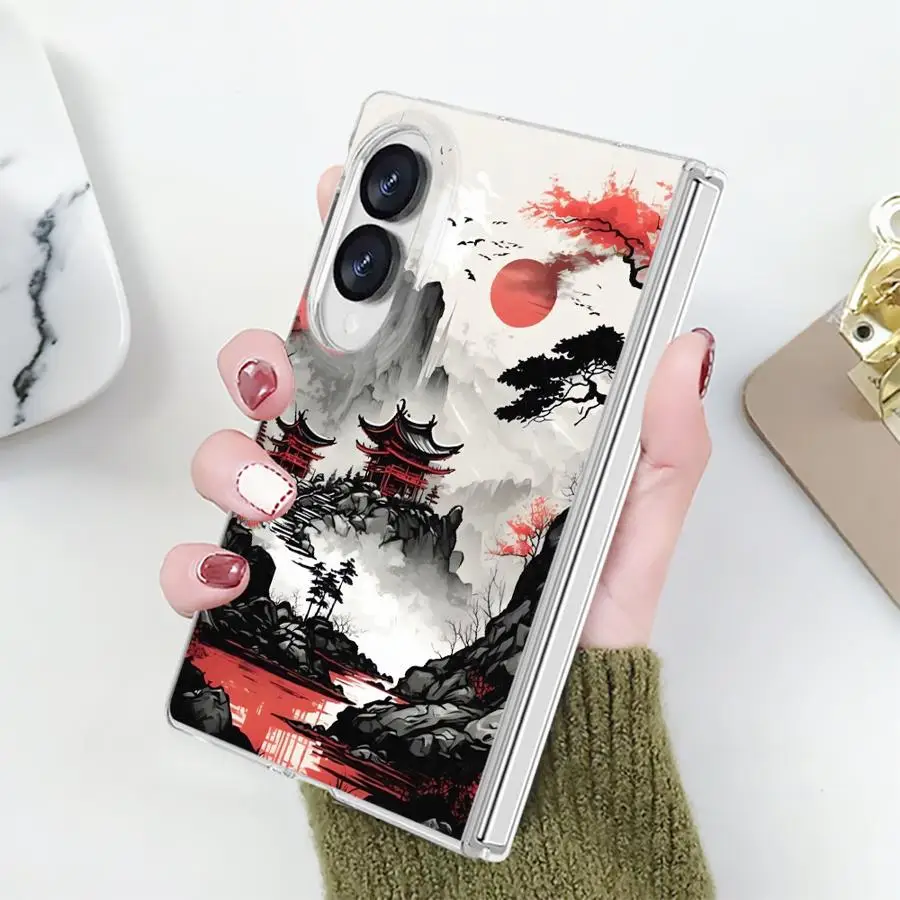 Case for Samsung Galaxy Z Fold 8 ZFold 8 PC Hard Luxury ZFold8 Phone Cover Wash Painting Landscape