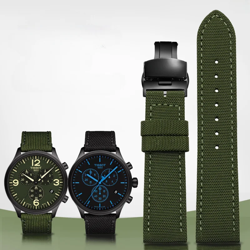 1853 Speed Chi T116 Couro Underskin Lona Pulseira de nylon para Tissot T 116617 Um pulso masculino de lona Le Locle Starfish T20 22 20 mm