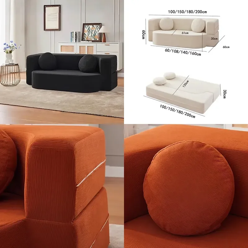 Classic French Boneless Modular Sofa Retro Glam Living Room Bedroom Furniture Universal Compressed Canape Home Decor