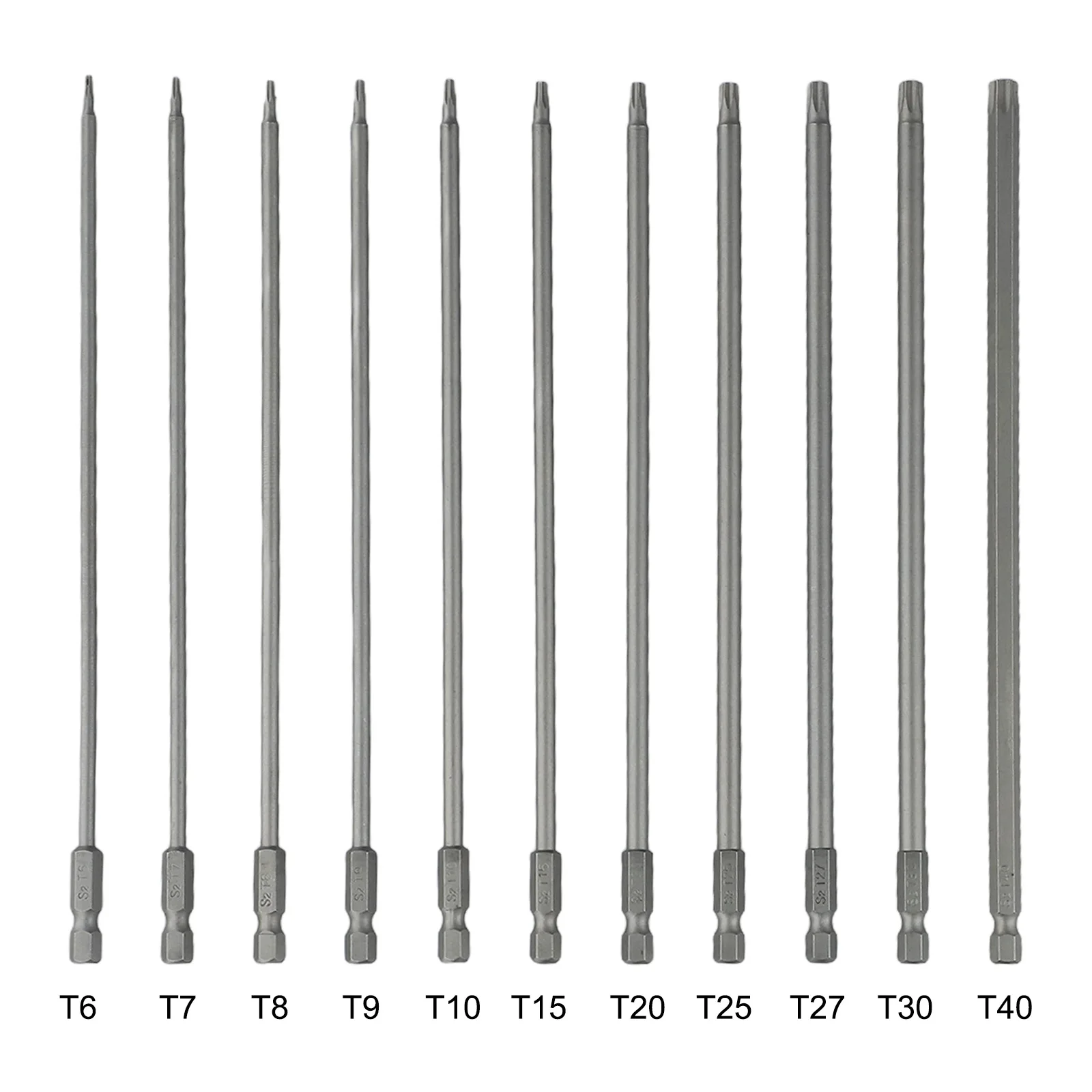 11 Stück 200 mm Schraubendreher-Bit für Torx-Schraubendreher-Bit mit Loch, 6,3 mm Sechskantschaft für elektrische Bohrmaschine, Handwerkzeug-Zubehör