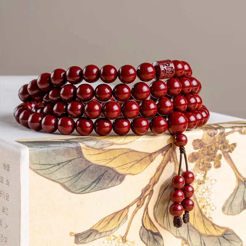 

Natural cinnabar multi-circle bracelet, purple gold sand raw ore 108 Buddha beads, female natal year birthday gift