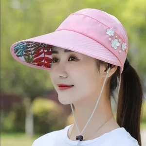 Visierhut mit Blumendekoration mit Modekonten für Frauen und Mädchen - Falten, UV -Schutz, perfekt für Outdoor -Aktivitäten im Sommer 6 Hauptverkauf Sol - №5