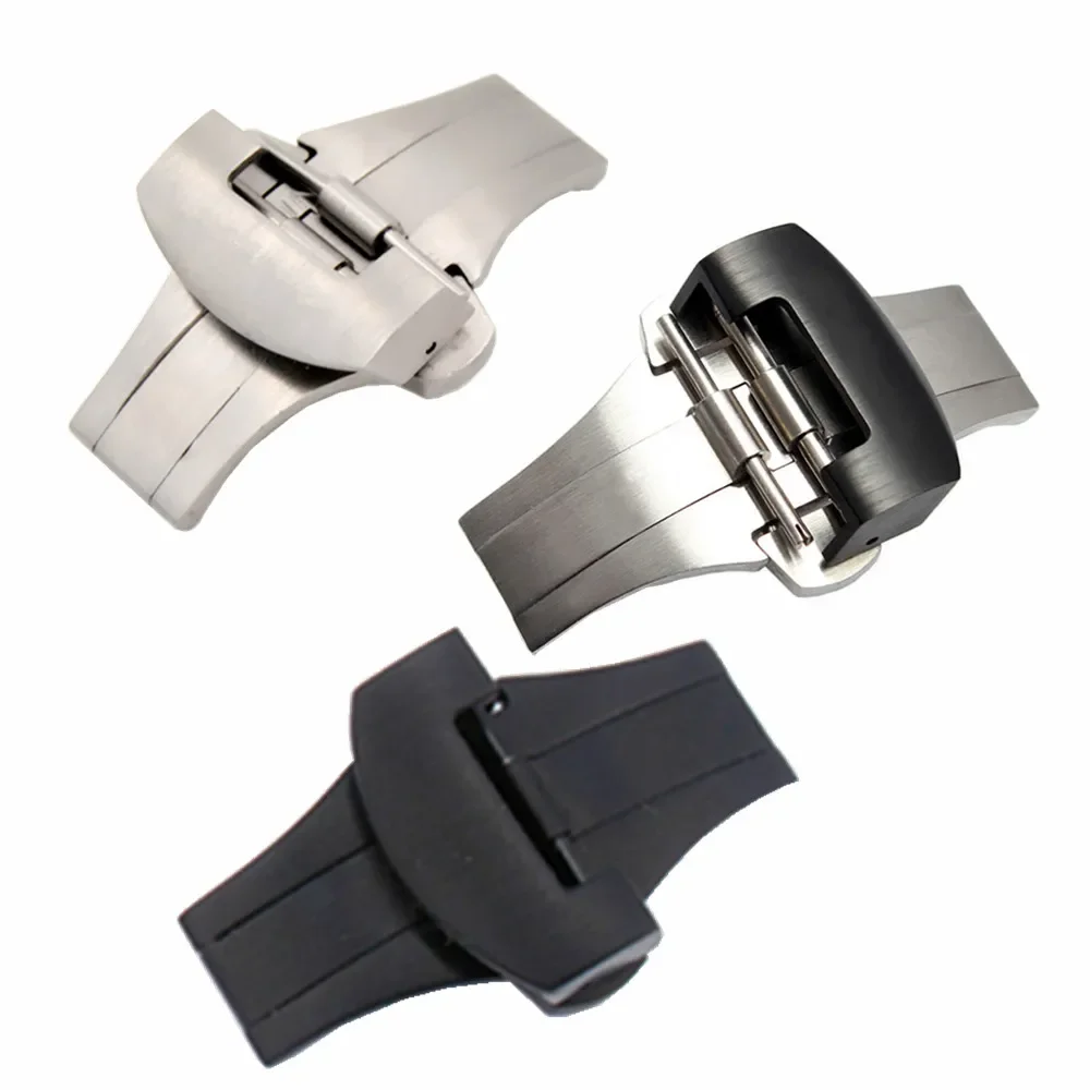 

DIY Brushed 20mm 22mm Silver Black Metal Stainless Steel Strap Butterfly Buckle For PAM watches Watchband Folding Clasp Buckle