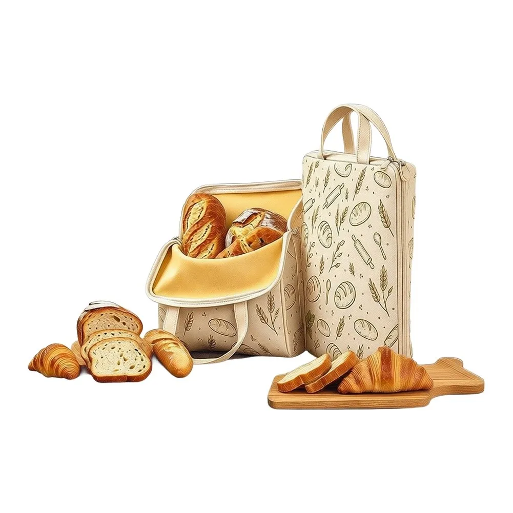 Cotton Bread Keeper Beeswax Bread Bags For Storing Homemade Bread Wide Opening U-zipper Breathable Food Storage