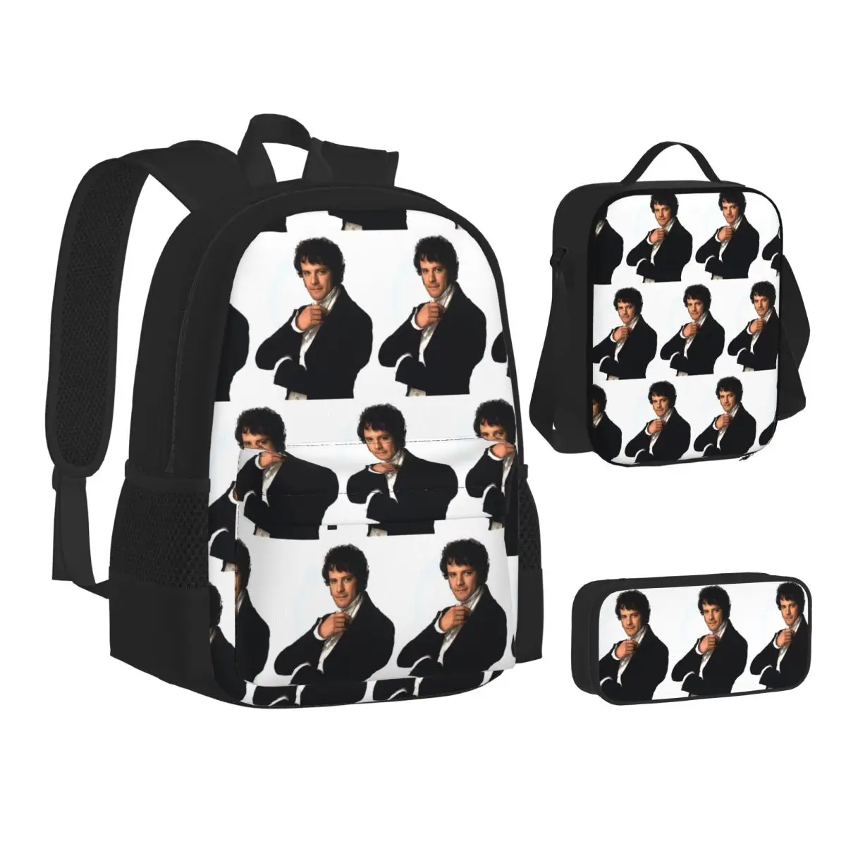 Colin Firth As Mr Darcy In Pride And Prejudice Backpacks Students Bookbag School Bags Rucksack Lunch Bag Pen Bag Three-Piece Set