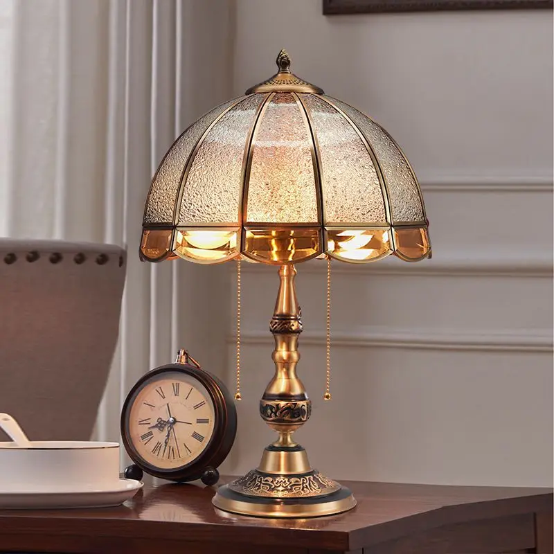 AFRA Contemporary Brass Table Lamp LED Retro Creative Luxury Glass Copper Desk Light For Home Living Room Study Bedroom