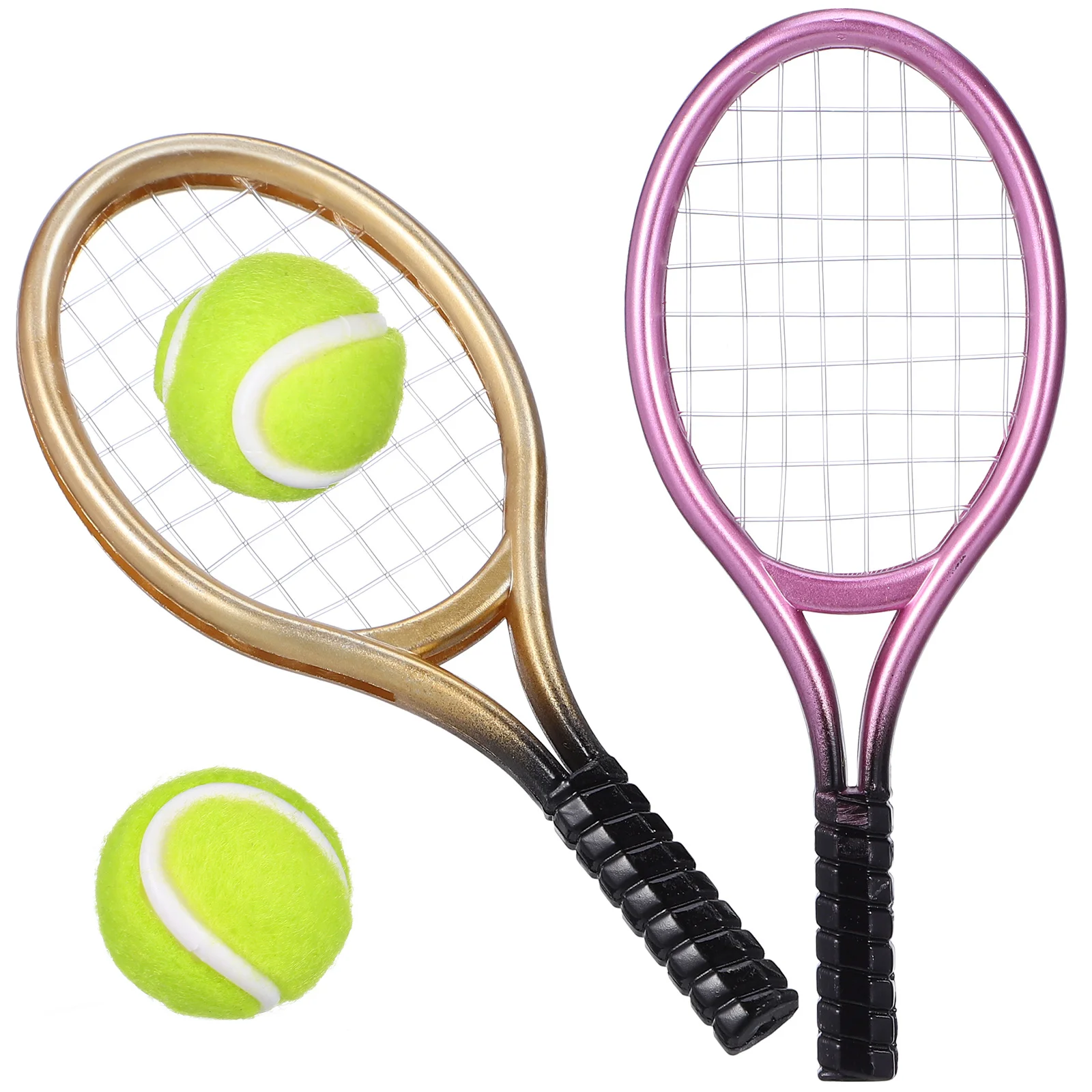 2 Sets Decorate Tennis Racket Child Sport Accessories Miniature Racquet Plastic Decorative