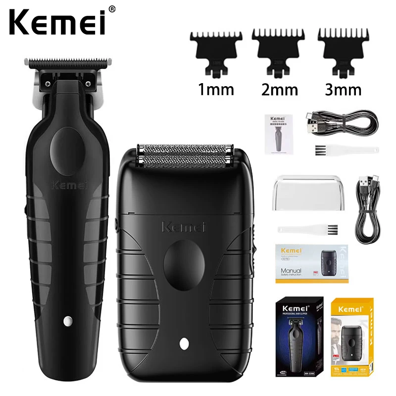 

Kemei KM-2299 Professional Hair Clipper 1200mAh Electric Hair Clippers KM-T95 USB Rechargeable Shaver Cordless Hair Trimmers Kit